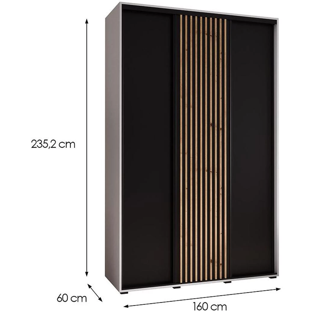 Lanko klizni ormar 160x60x235,2 cm bela/crna