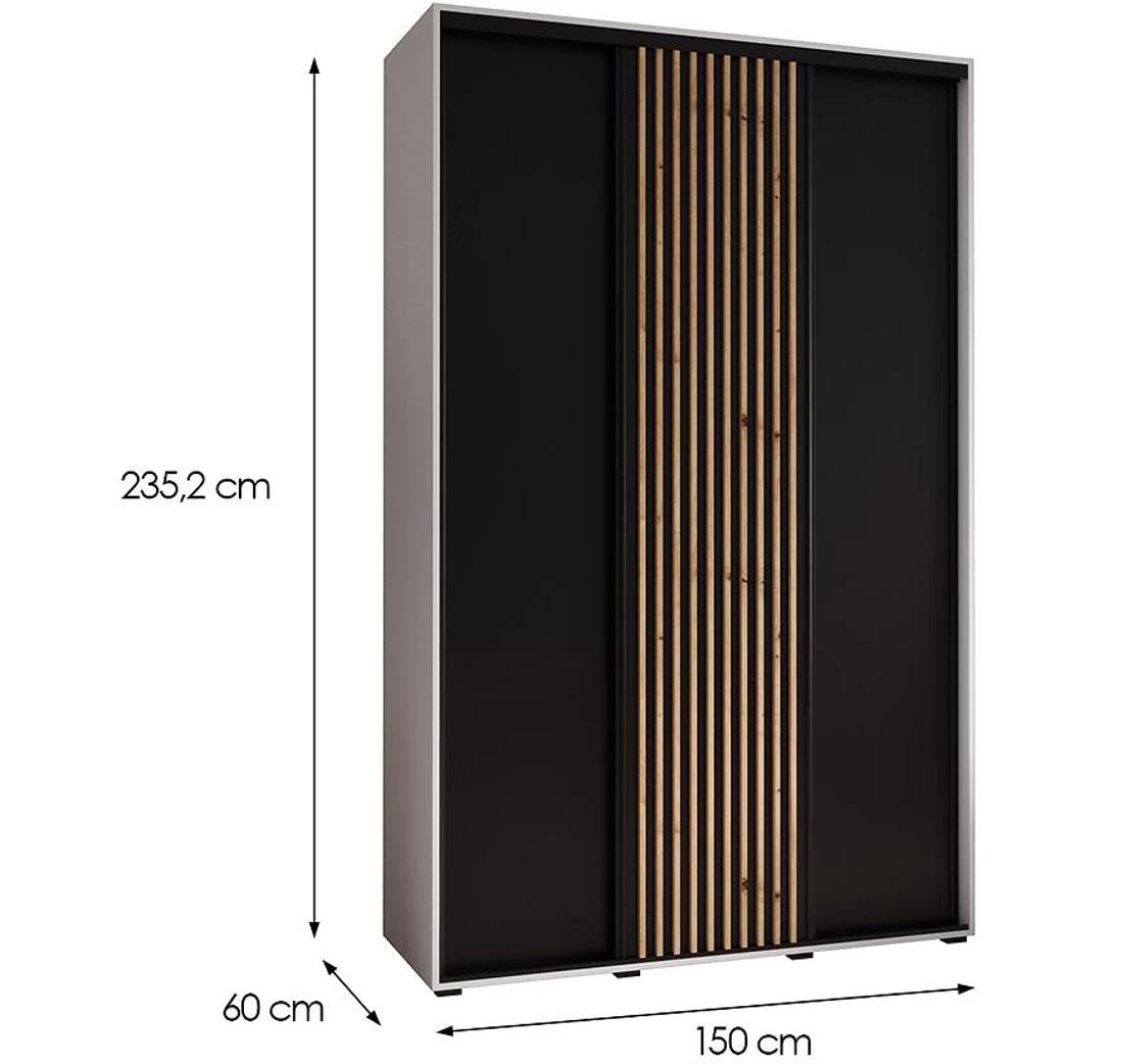 Lanko  klizni ormar 150x60x235,2 cm bela/crna