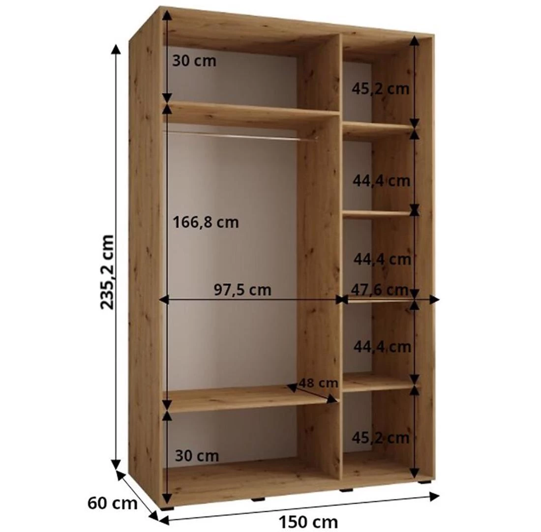 Lanko  klizni ormar 150x60x235,2 cm bela/crna
