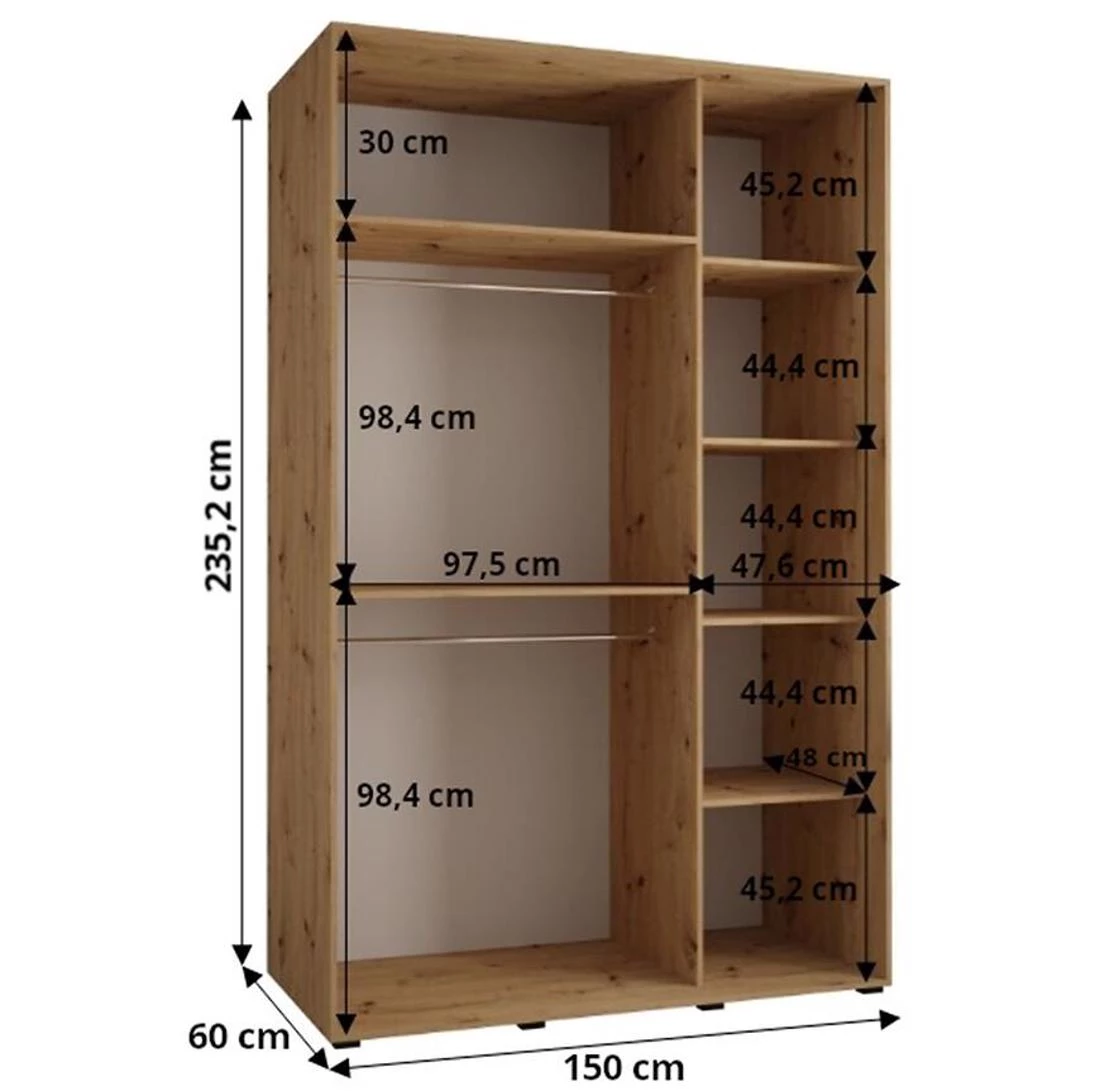 Lanko  klizni ormar 150x60x235,2 cm bela/crna