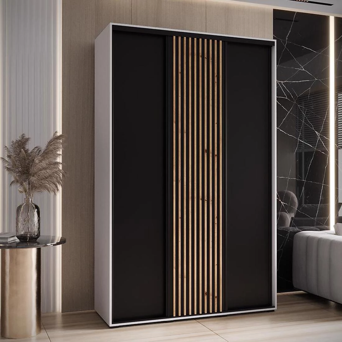 Lanko  klizni ormar 150x60x235,2 cm bela/crna