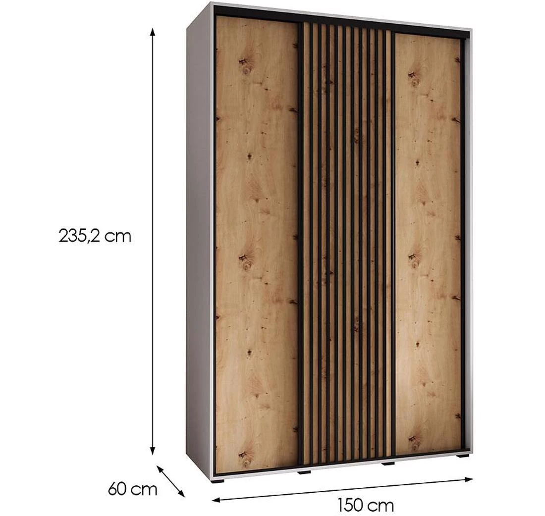 Lanko klizni ormar 150x60x235,2 cm bela/artisan