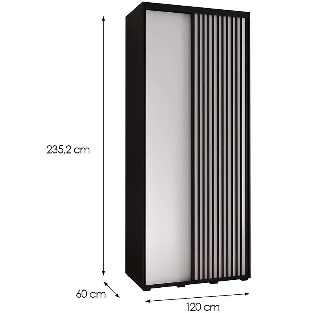 Lanko  klizni ormar 120x60x235,2 cm crna/bela
