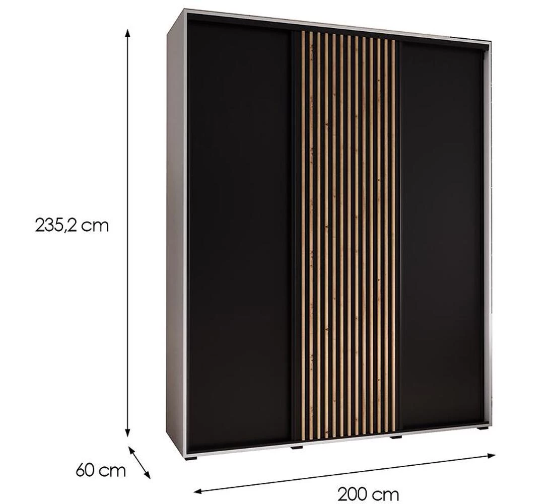 Lanko  klizni ormar 200x60x235,2 cm bela/crna