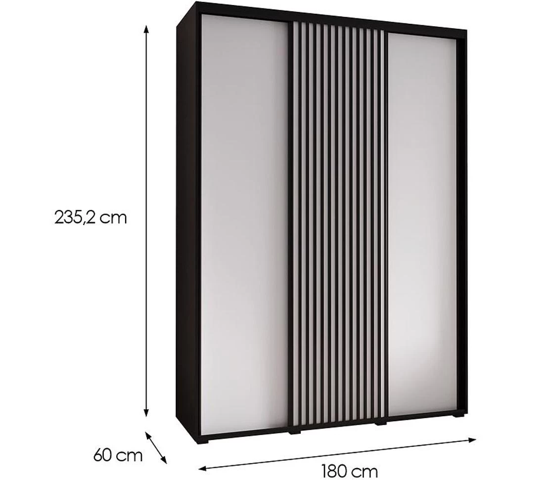 Lanko klizni ormar 180x60x235,2 cm crna/bela