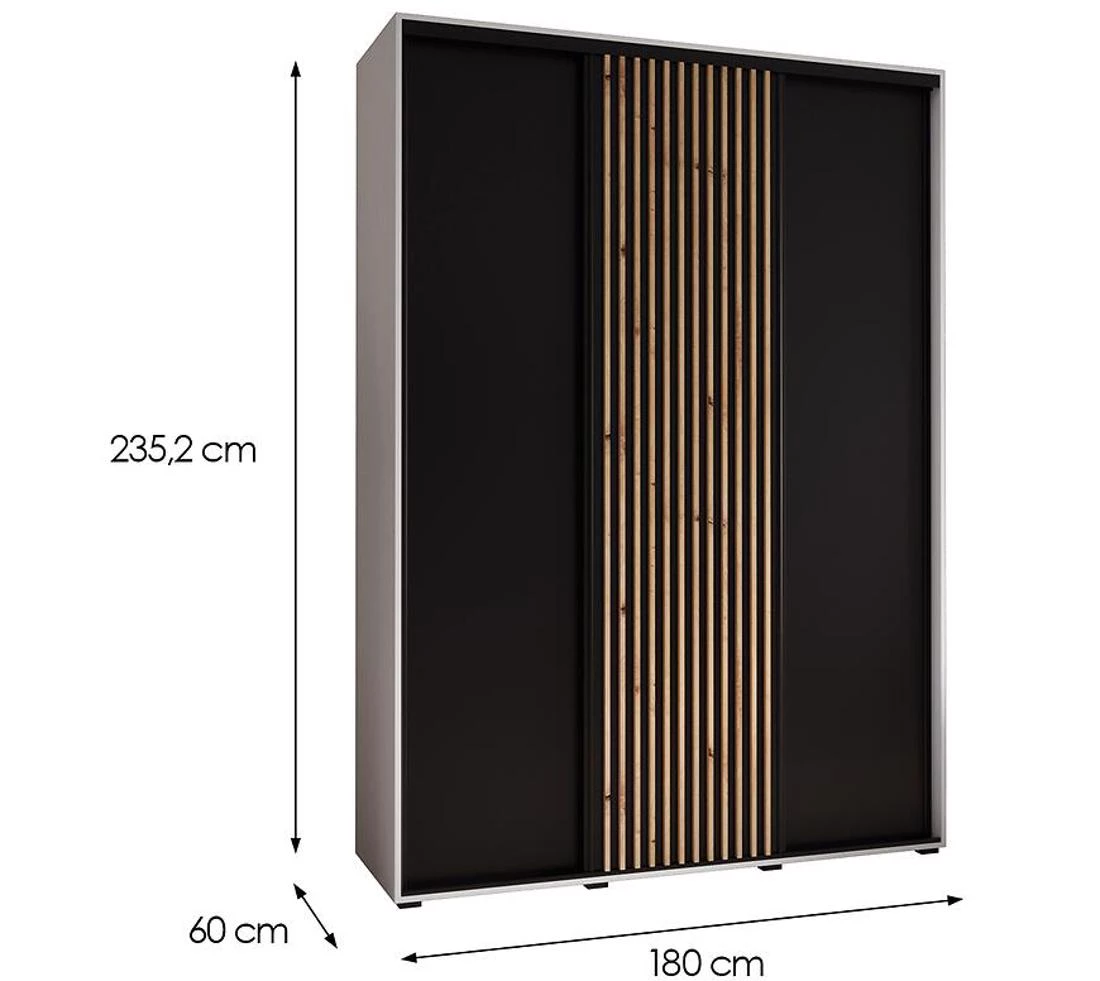 Lanko klizni ormar 180x60x235,2 cm bela/crna
