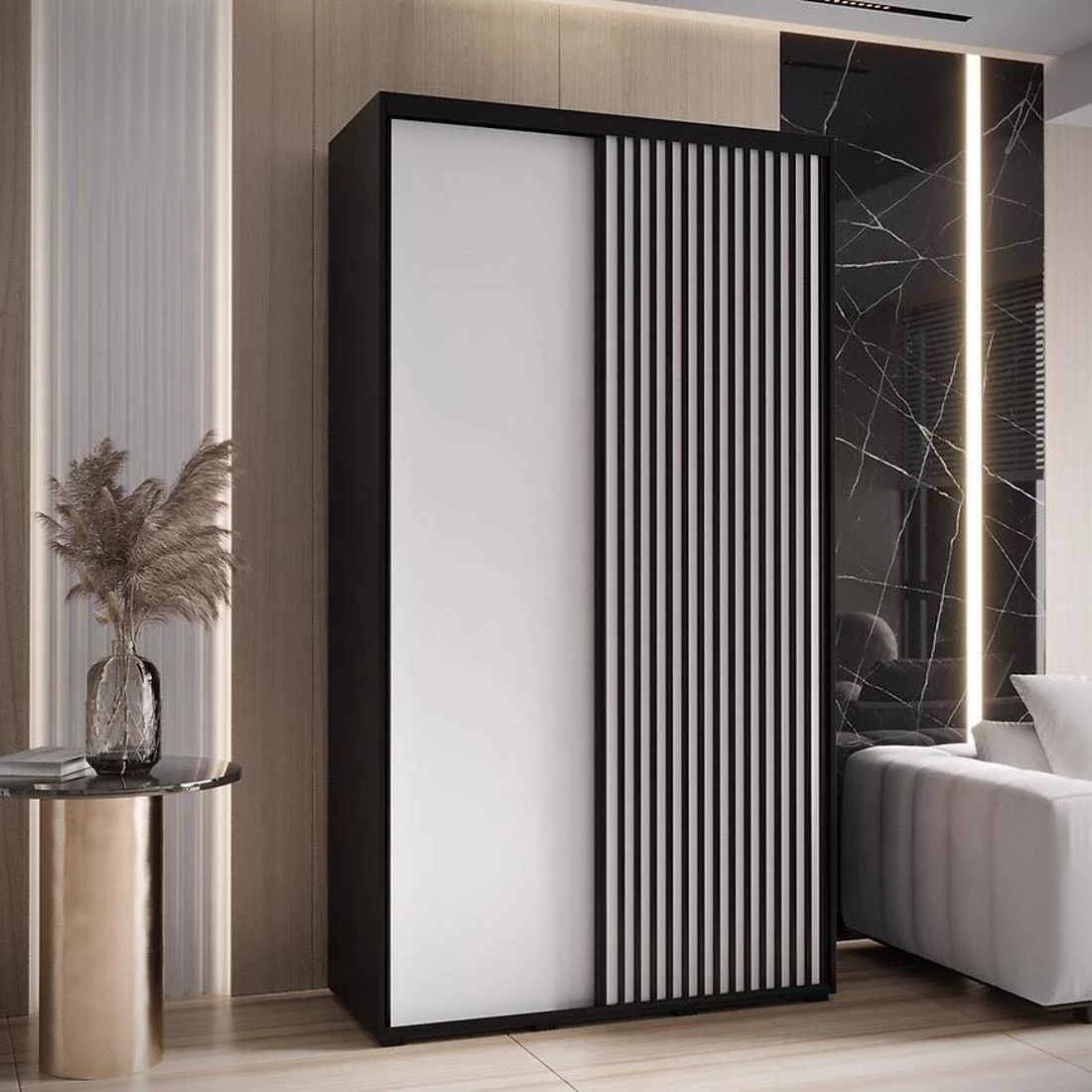 Lanko  klizni ormar 140x60x235,2 cm crna/bela