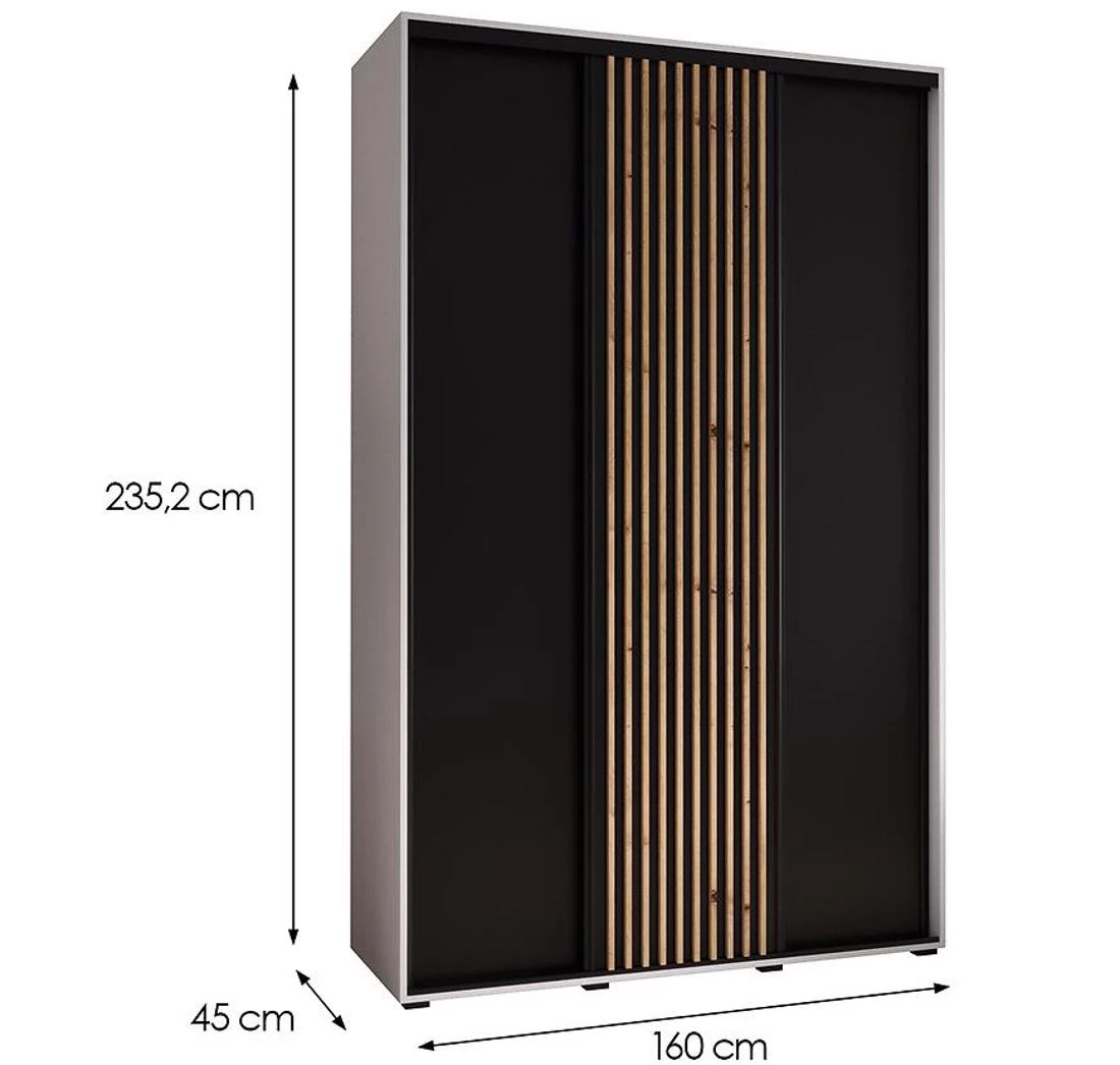 Lanko  klizni ormar 160x45x235,2 cm bela/crna