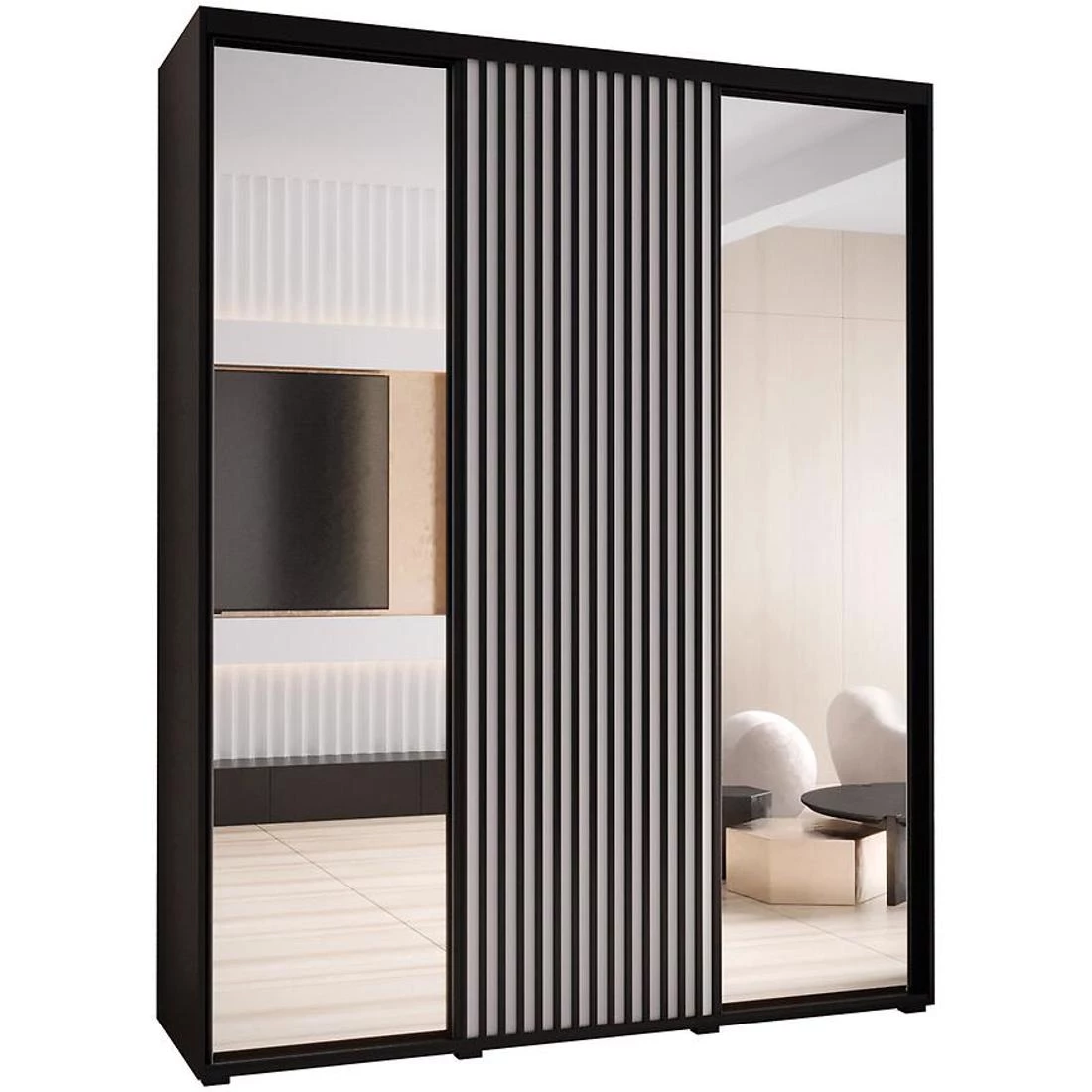 Lanko klizni ormar 190x60x235,2 cm crna/bela