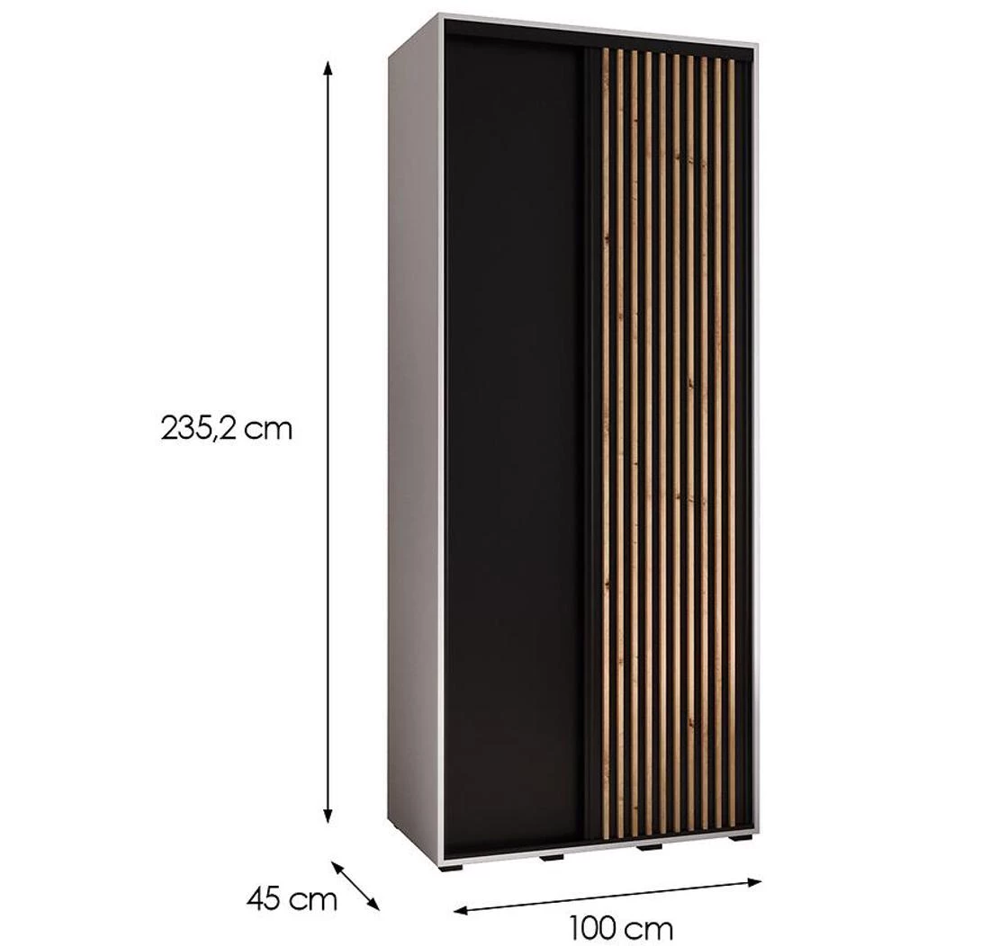 Lanko  klizni ormar 100x60x235,2 cm bela/crna