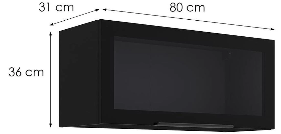 Kuhinjski ormaric - vitrina 80GUS-36 1F 80x31x36 cm crna