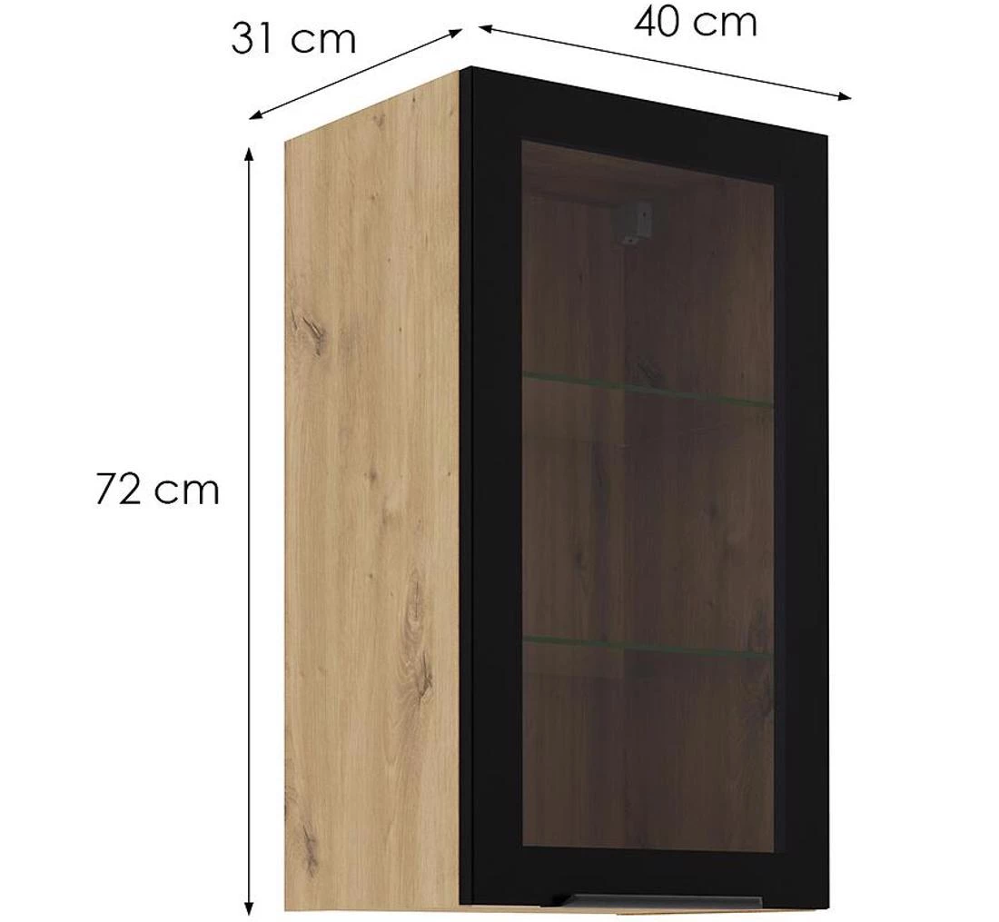 Kuhinjski ormaric - vitrina  40GS-72 1F 72x31x40 cm crna/artizan
