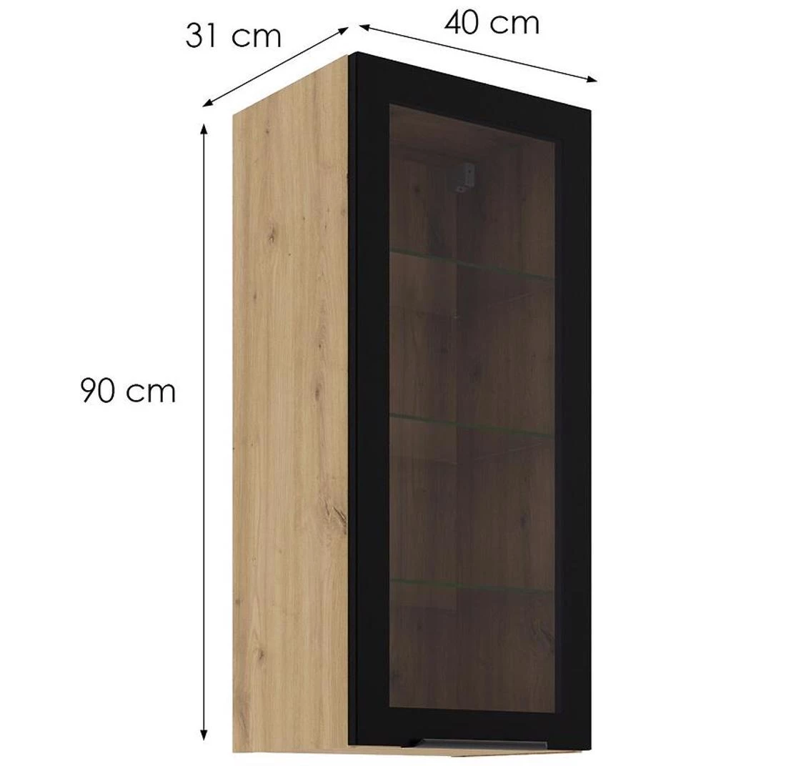 Kuhinjski ormaric - vitrina 40GS-90 1F 90x31x40 crna/artizan