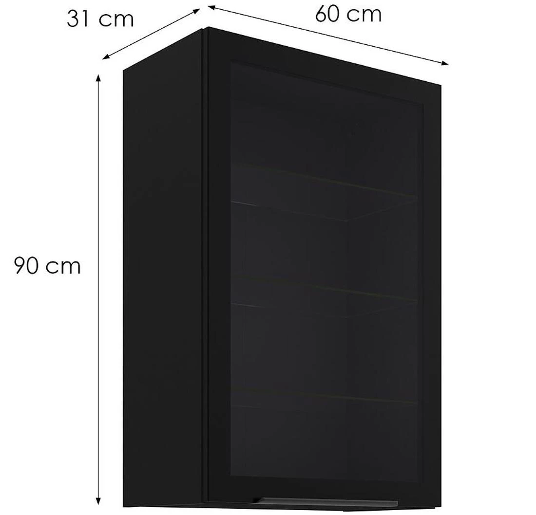 Kuhinjski ormaric - vitrina 60GS-90 1F 90x31x60 cm crna