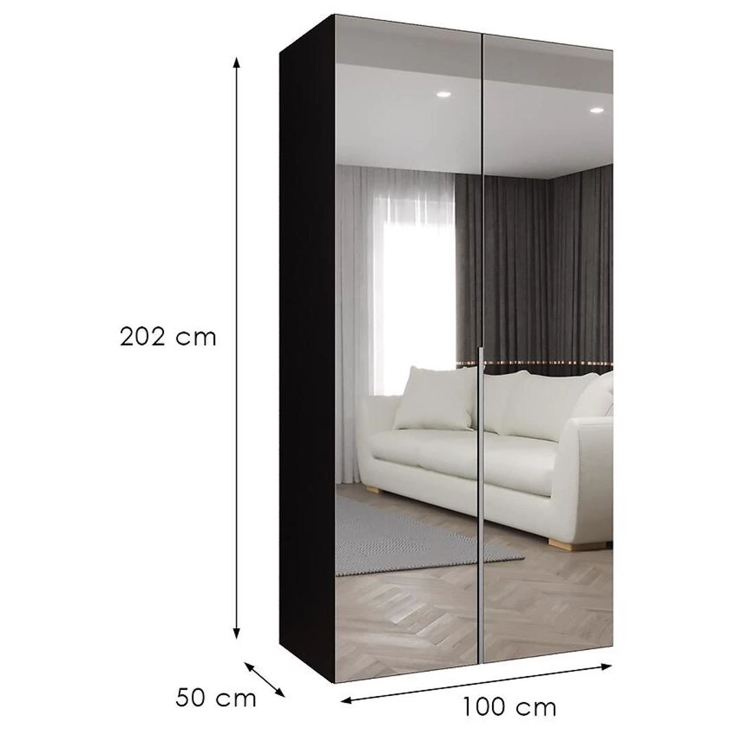 Alicante III garderober 100x50x202 cm crna/srebrna