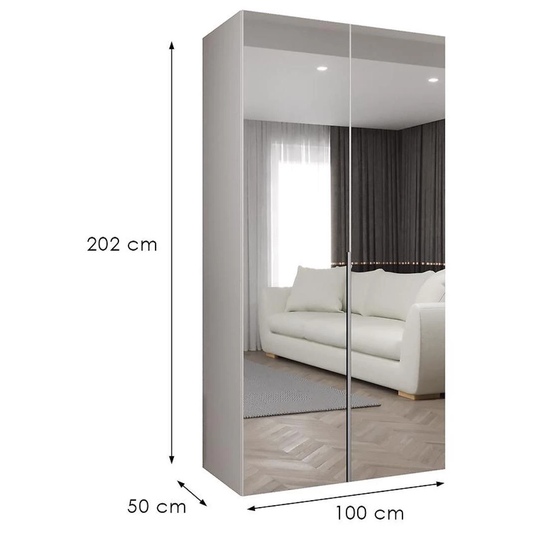 Alicante III garderober 100x50x202 cm bela/srebrna