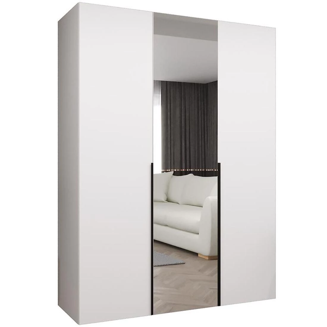 Alicante II garderober 150x50x202 cm bela/crna