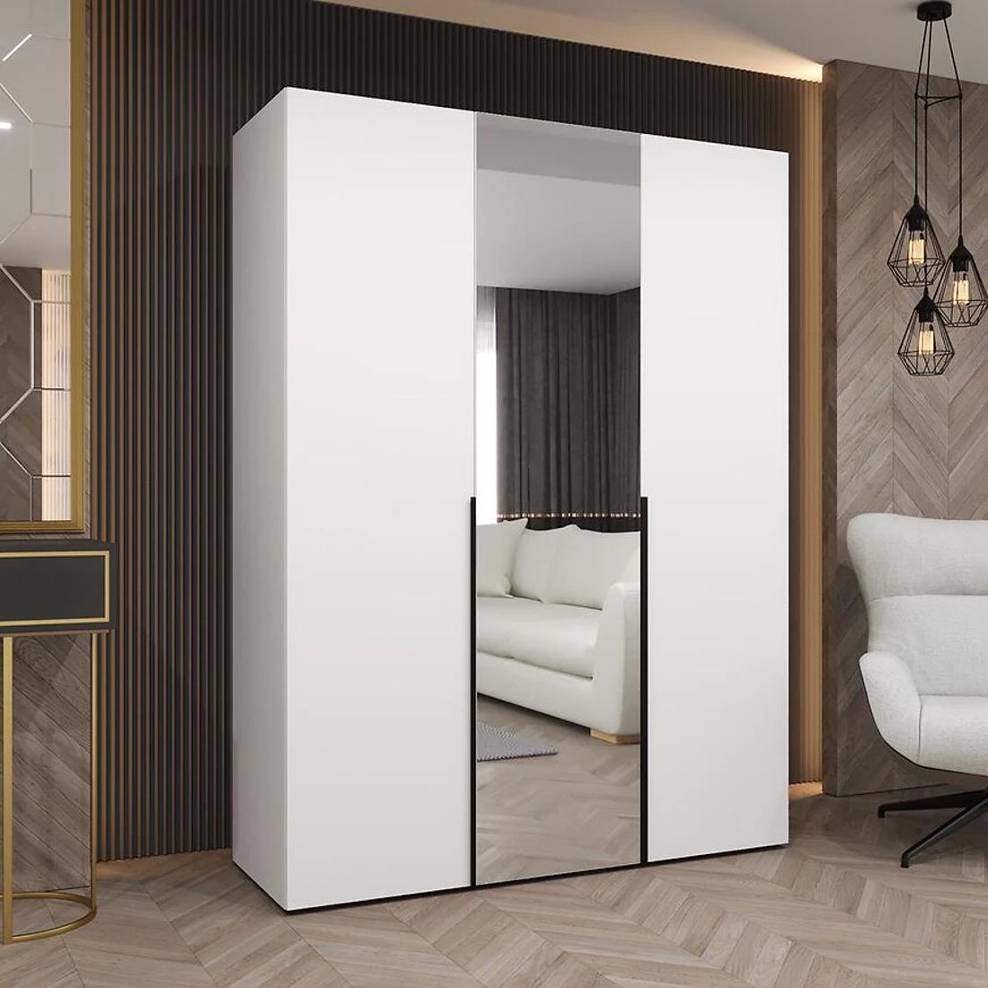 Alicante II garderober 150x50x202 cm bela/crna