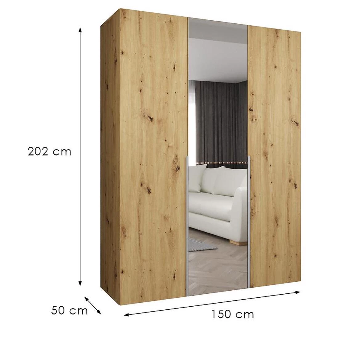 Alicante II garderober 150x50x202 cm artisan/srebrna