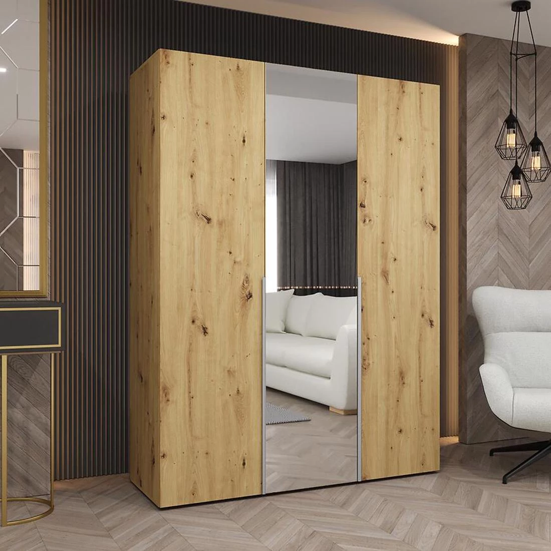 Alicante II garderober 150x50x202 cm artisan/srebrna