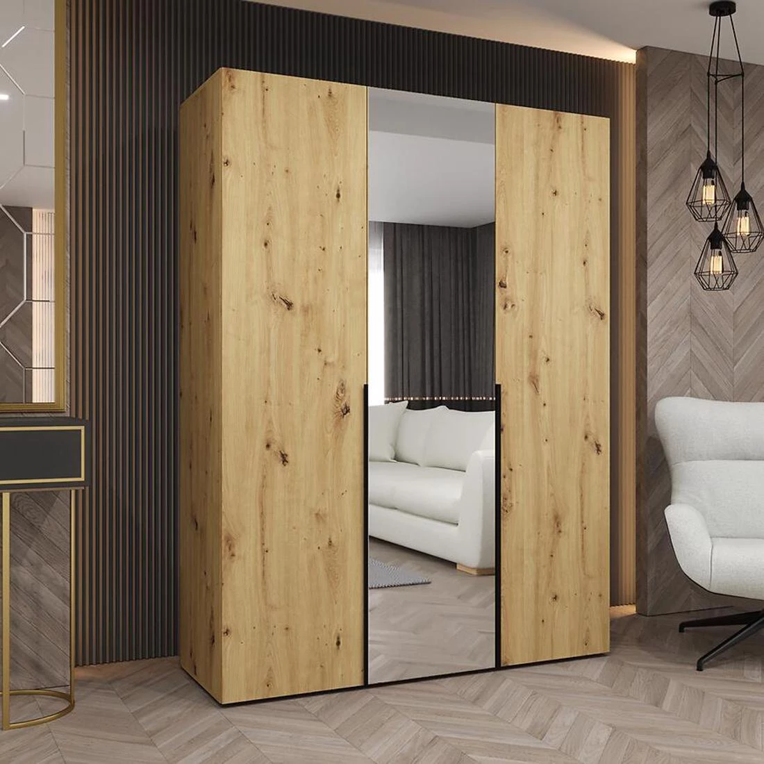 Alicante II garderober 150x50x202 cm artisan/crna