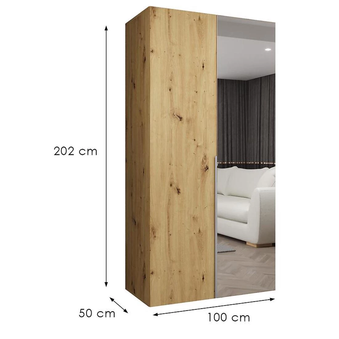 Alicante II garderober 100x50x202m cm artisan/srebrna