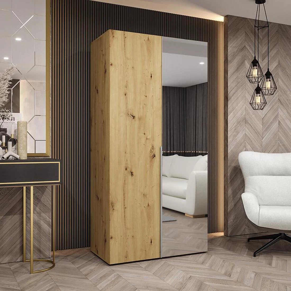 Alicante II garderober 100x50x202m cm artisan/srebrna