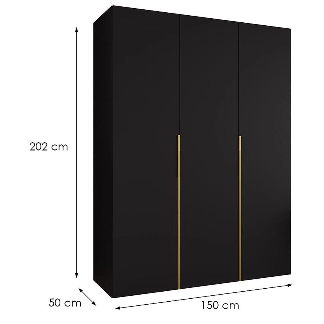 Alicante I garderober 150x50x202 cm crna/zlatna