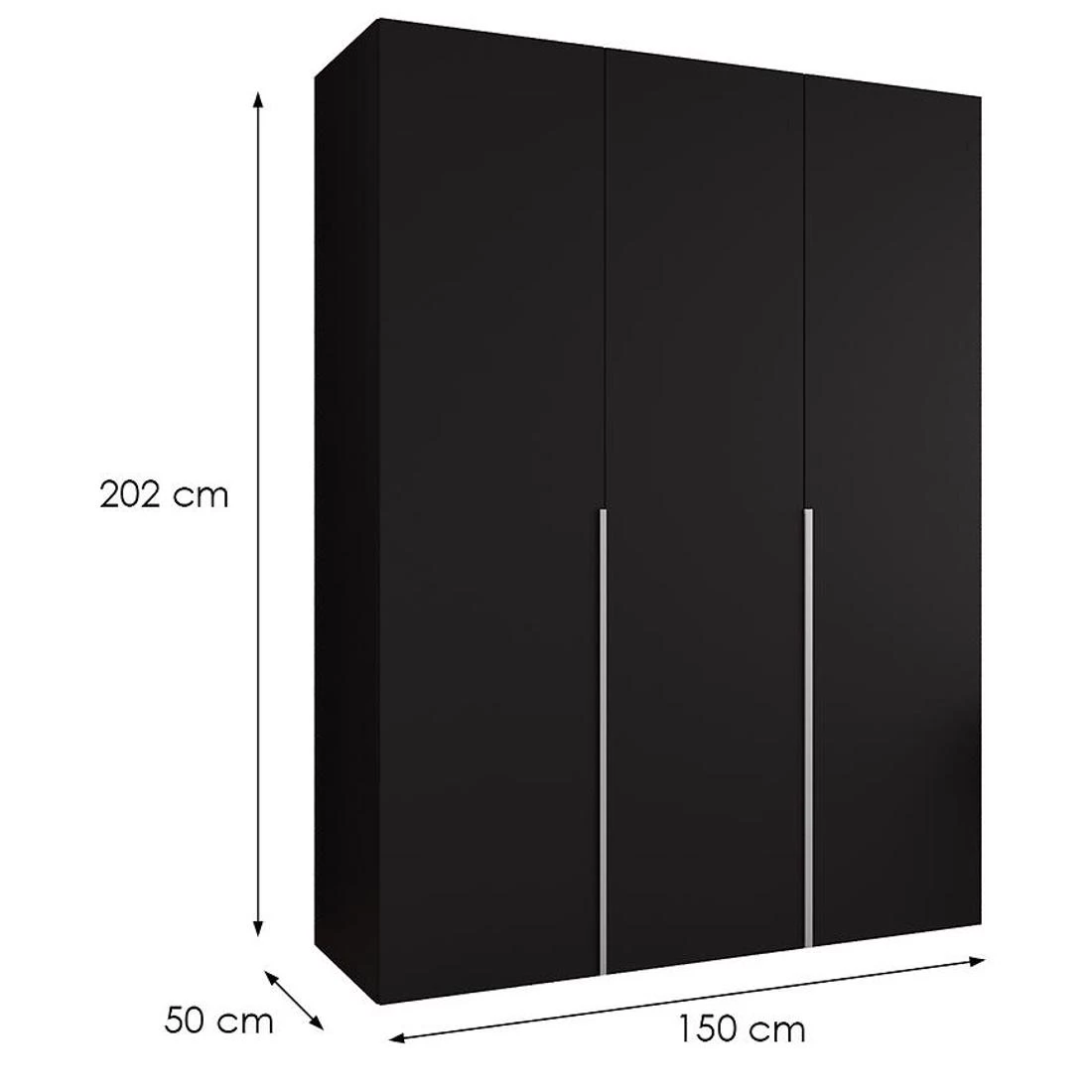 Alicante I garderober 150x50x202 cm crna/srebrna