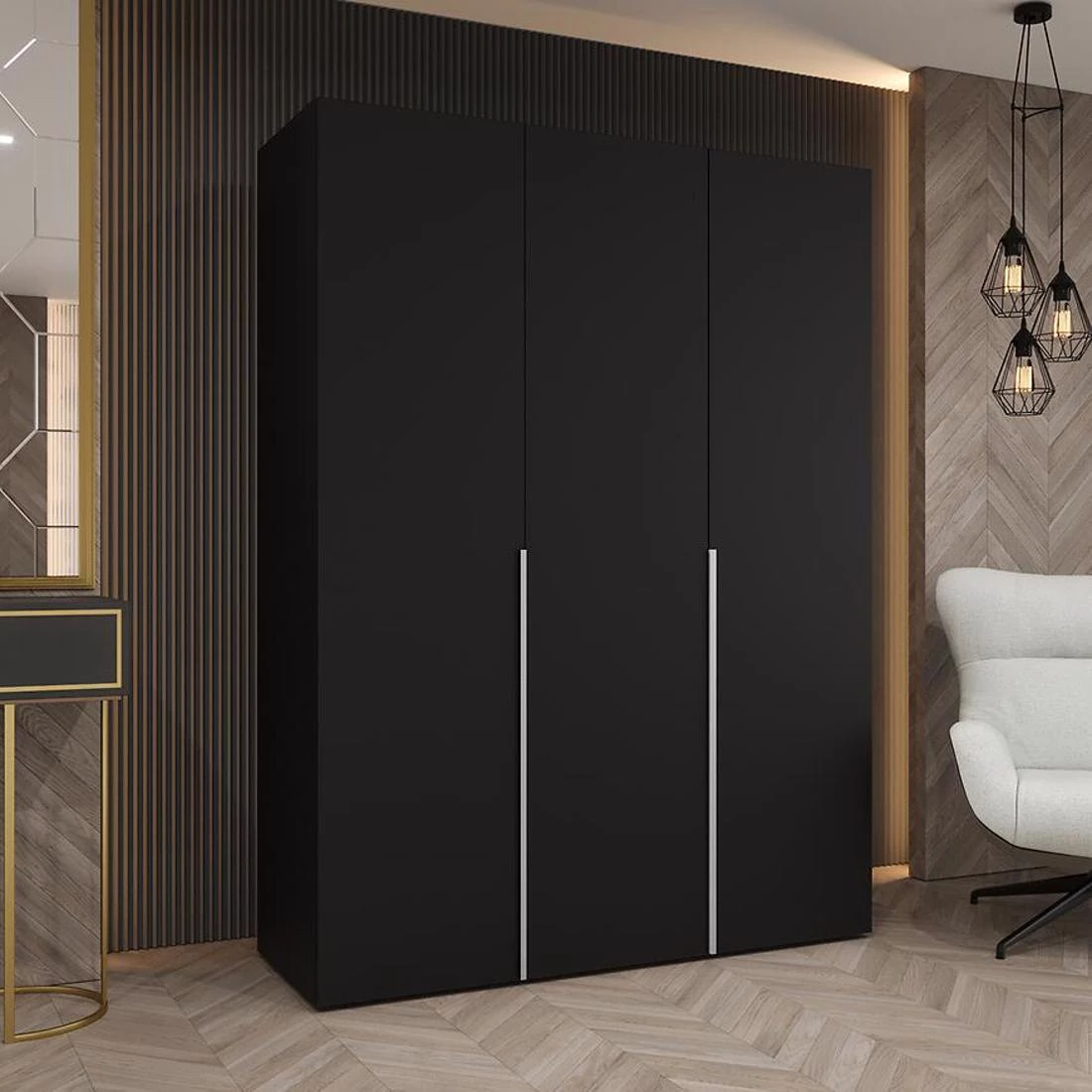 Alicante I garderober 150x50x202 cm crna/srebrna