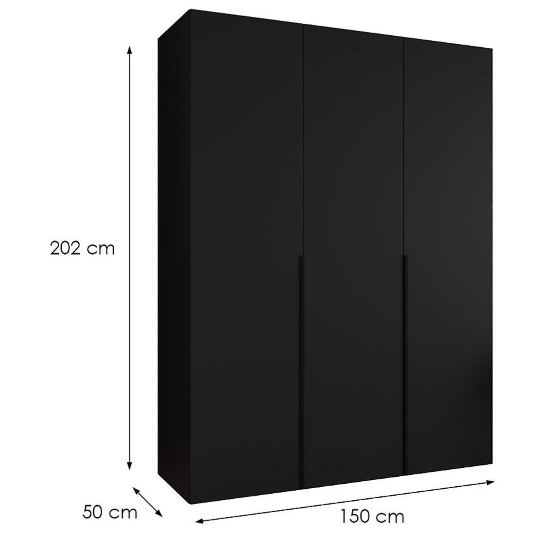 Alicante I garderober 150x50x202 cm crna