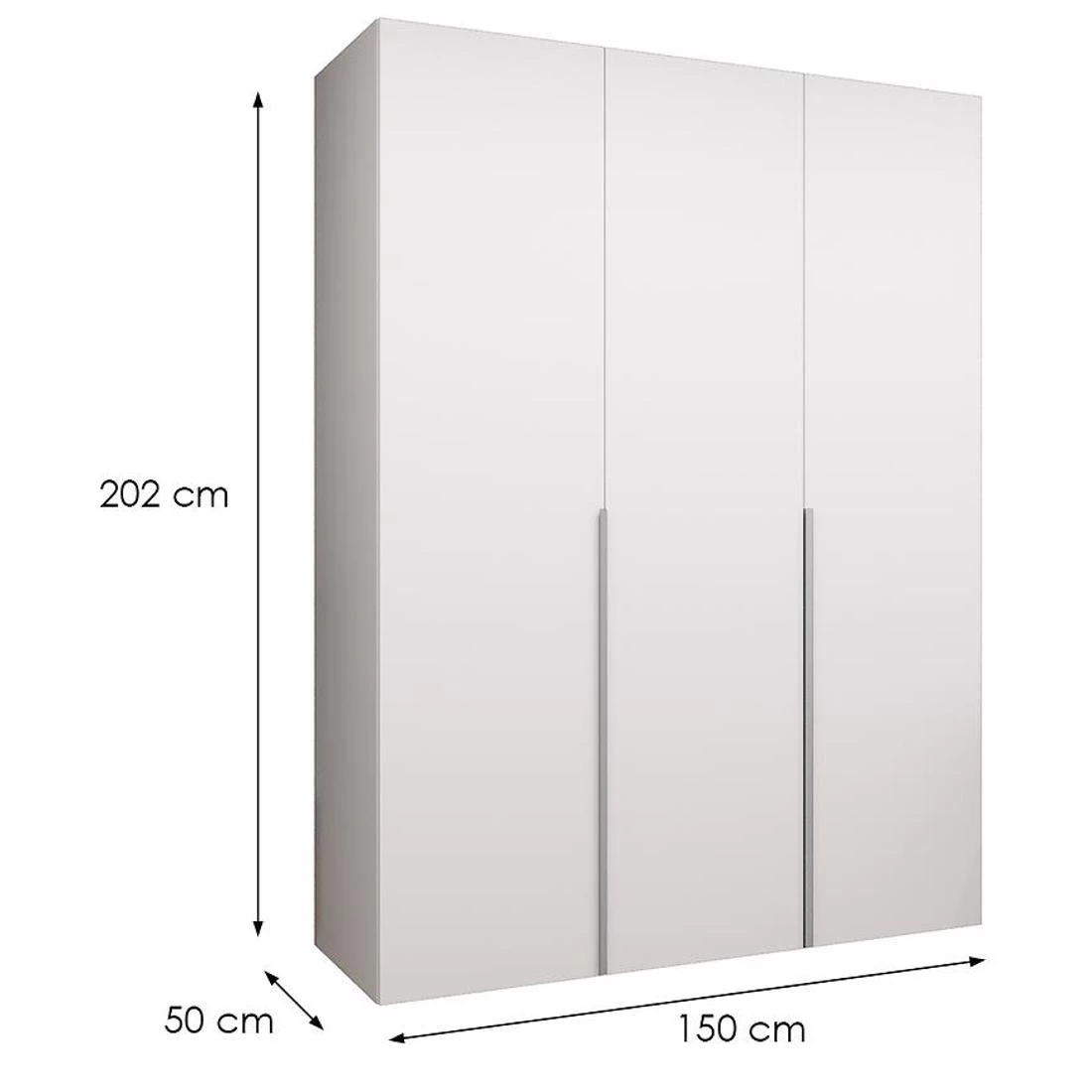 Alicante I garderober 150x50x202 cm bela/srebrna