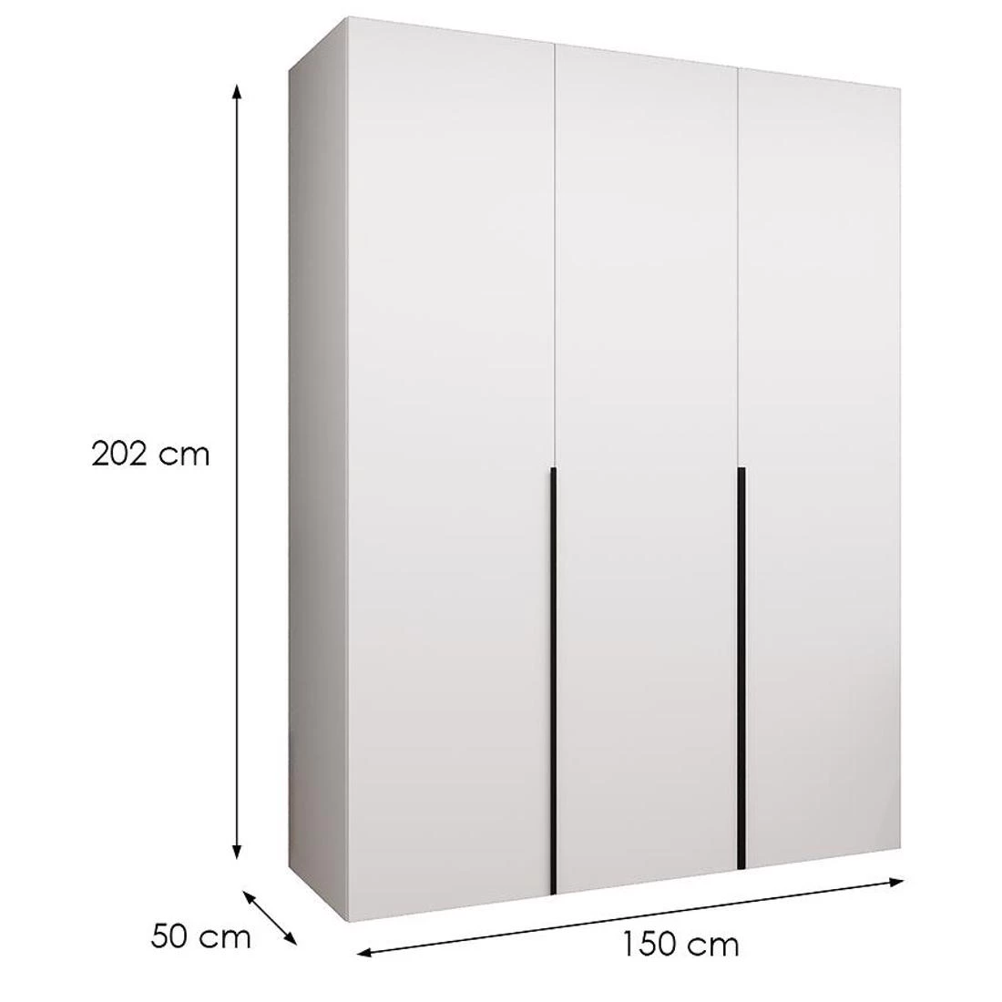 Alicante I garderober 150x50x202 cm bela/crna