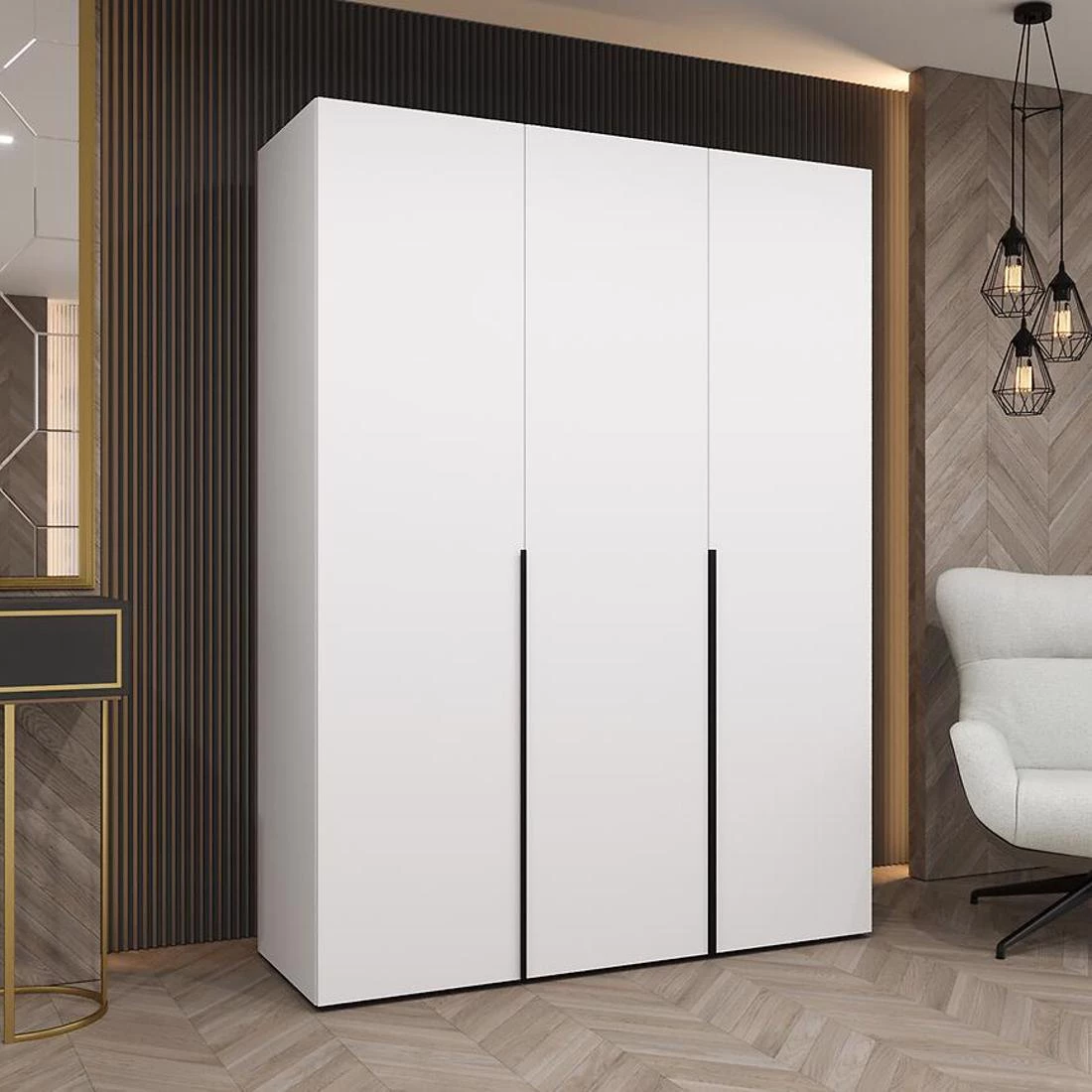 Alicante I garderober 150x50x202 cm bela/crna