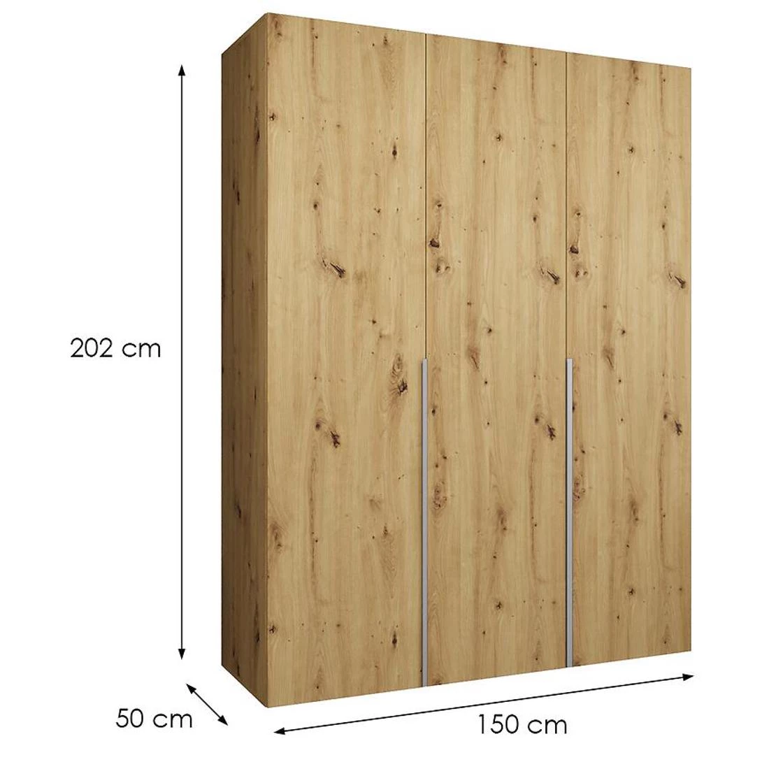 Alicante I garderober 150x50x202 cm artisan/ srebrna