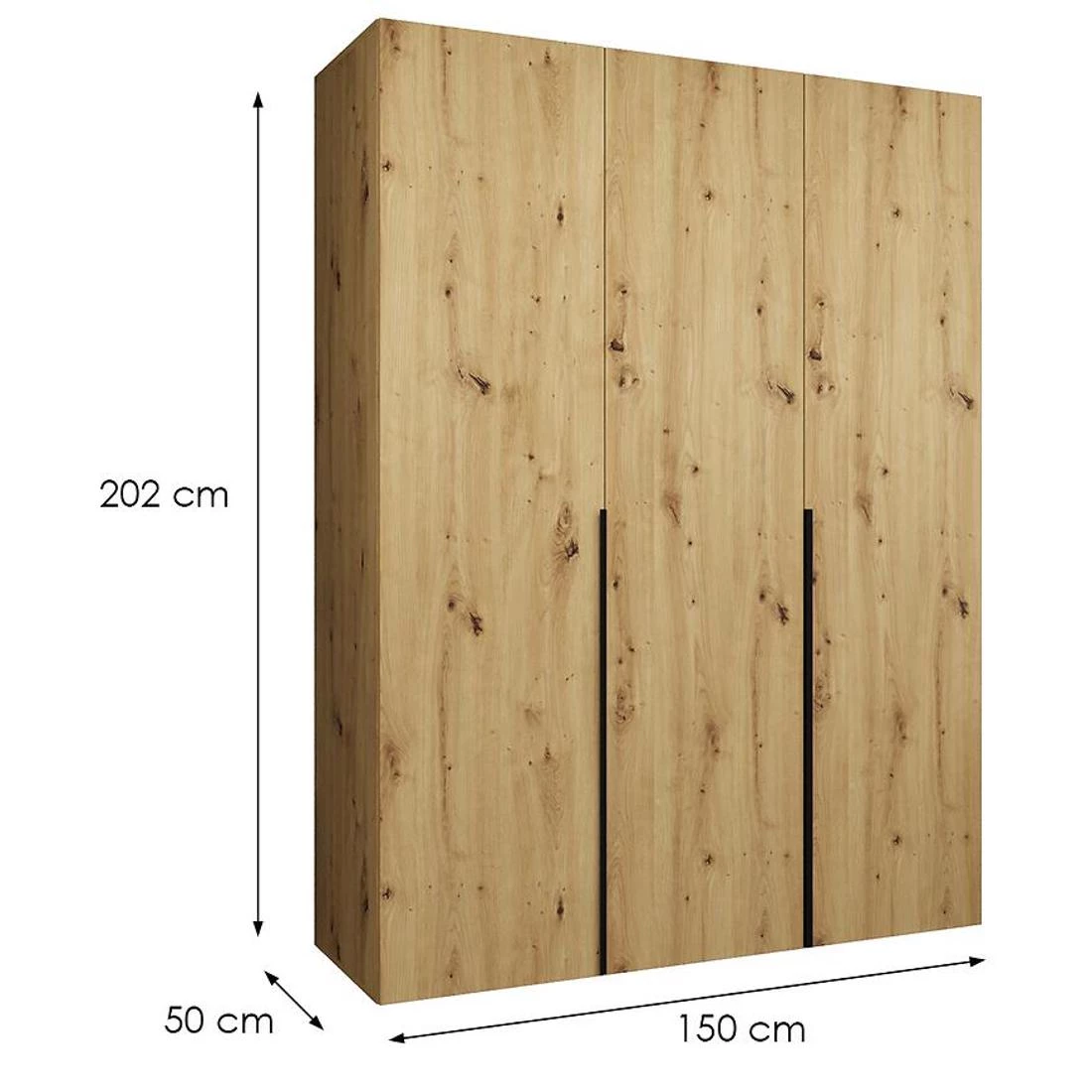 Alicante I garderober 150x50x202 cm artisan/crna