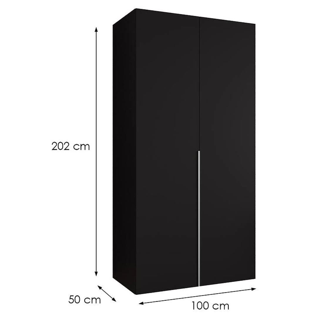 Alicante I garderober 100x50x202 cm crna/srebrna