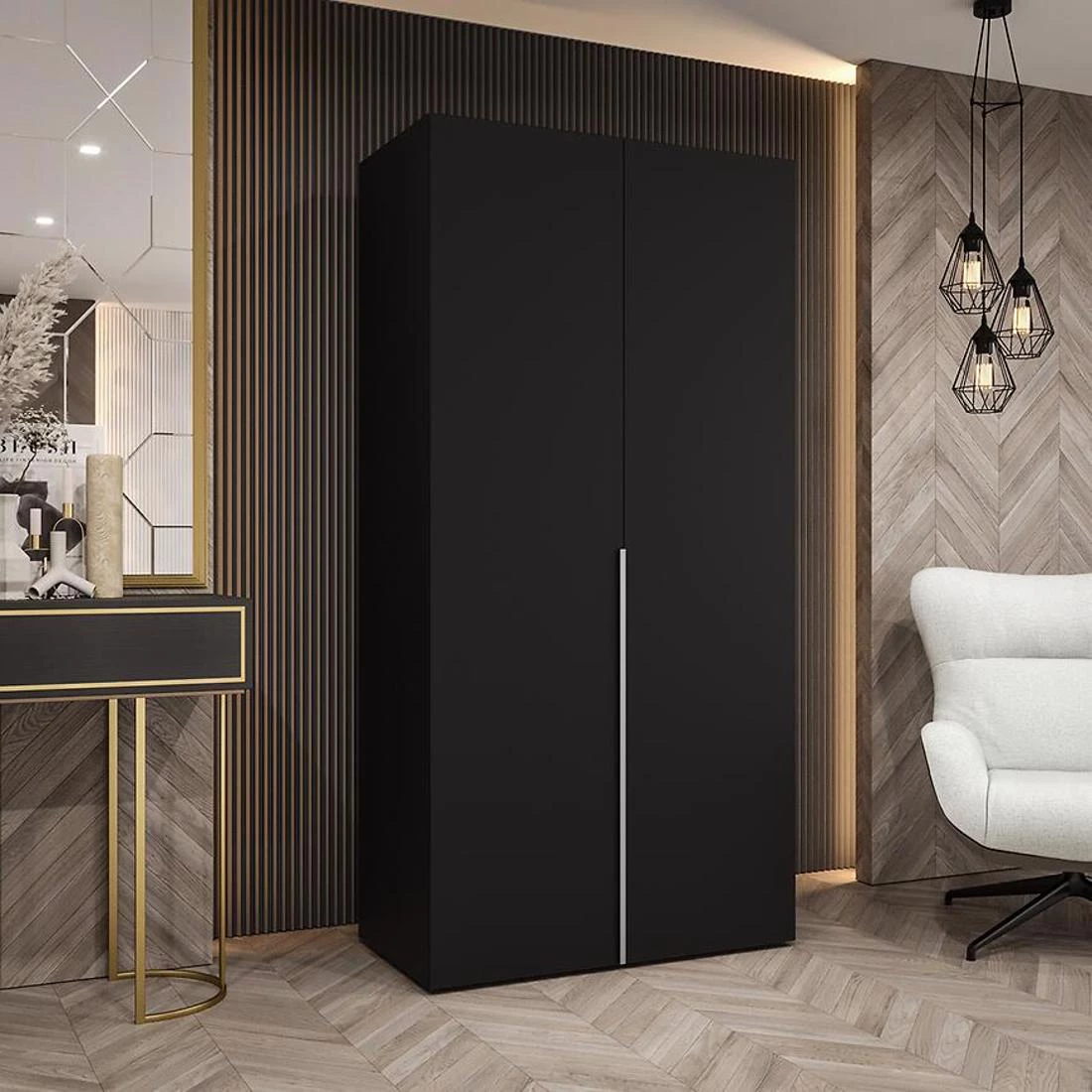 Alicante I garderober 100x50x202 cm crna/srebrna