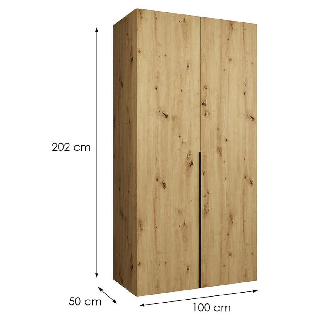 Alicante I garderober 100x50x202 cm artisan/crna