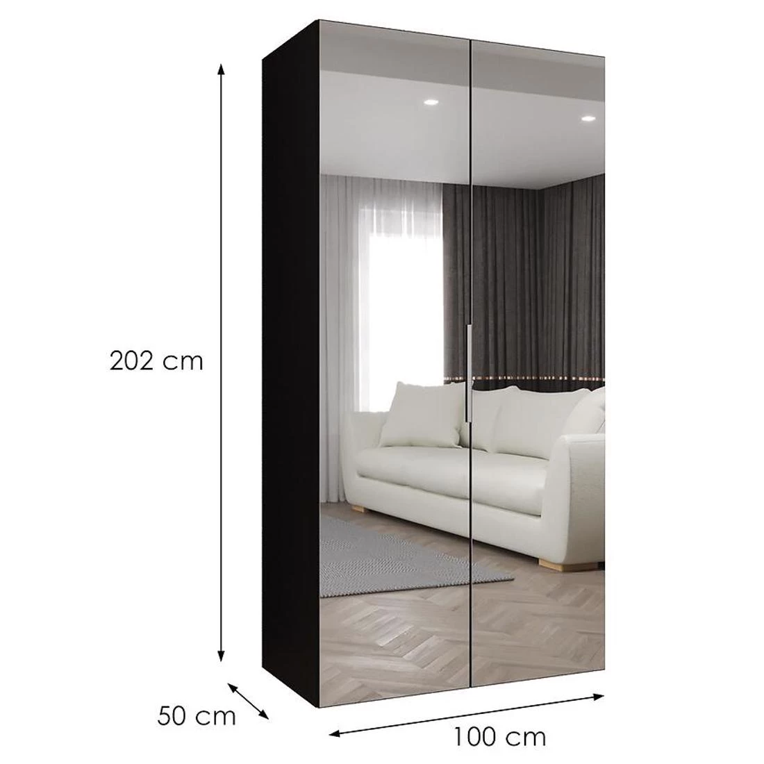 Marbella III garderober 100x50x202 cm crna/srebro