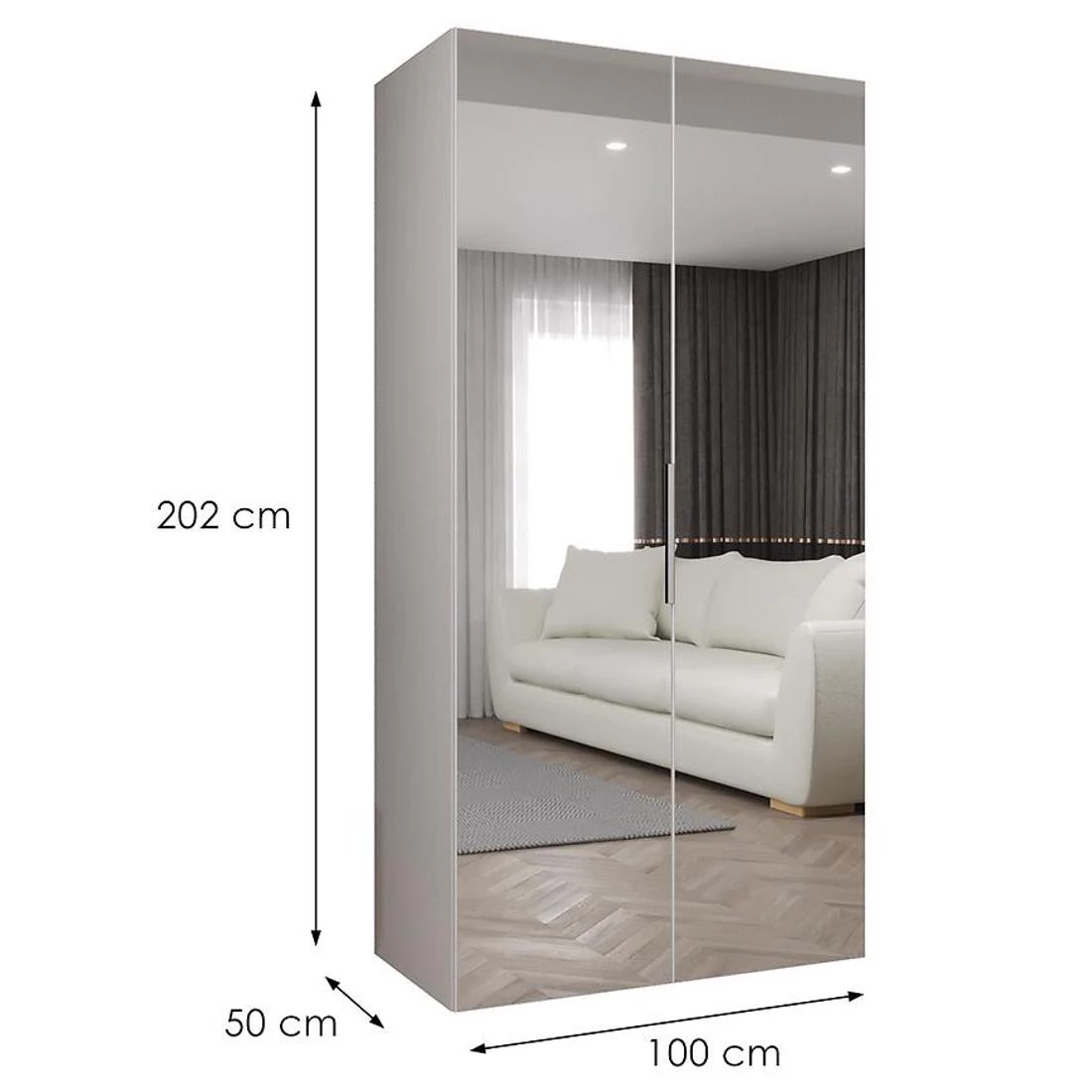 Marbella III garderober 100x50x202 cm bela/srebrna