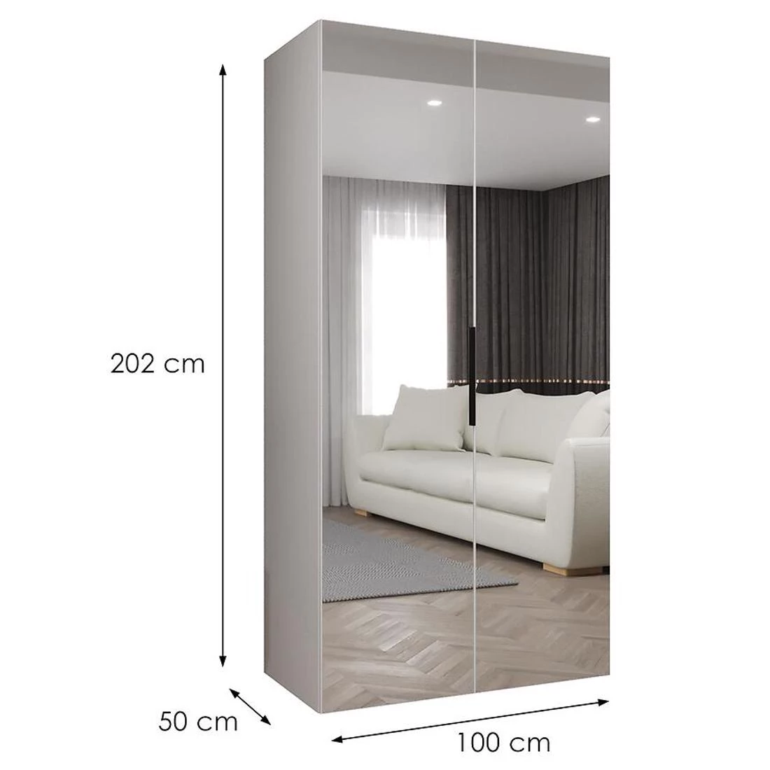 Marbella III garderober 100x50x202 cm bela/crna
