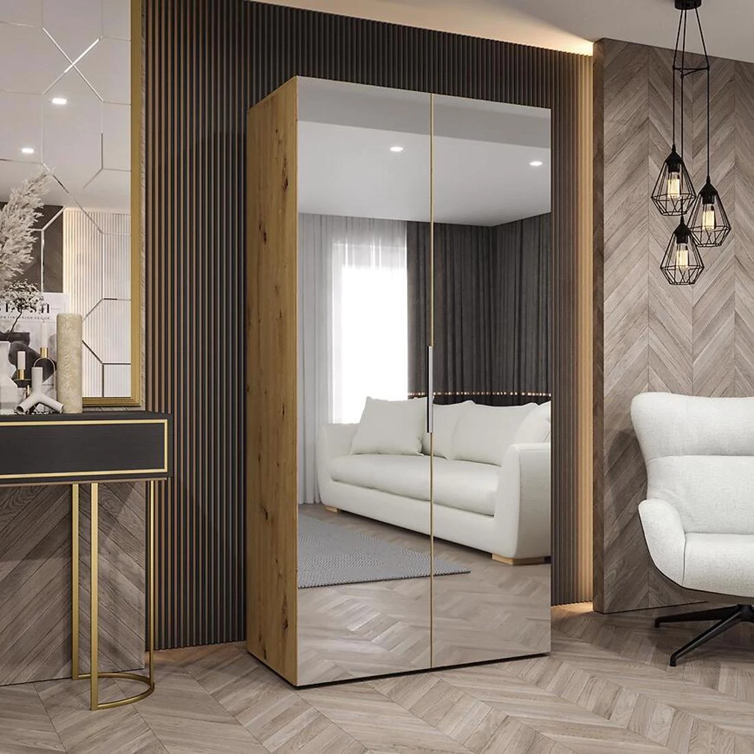 Marbella III garderober 100x50x202 cm artisan/srebro