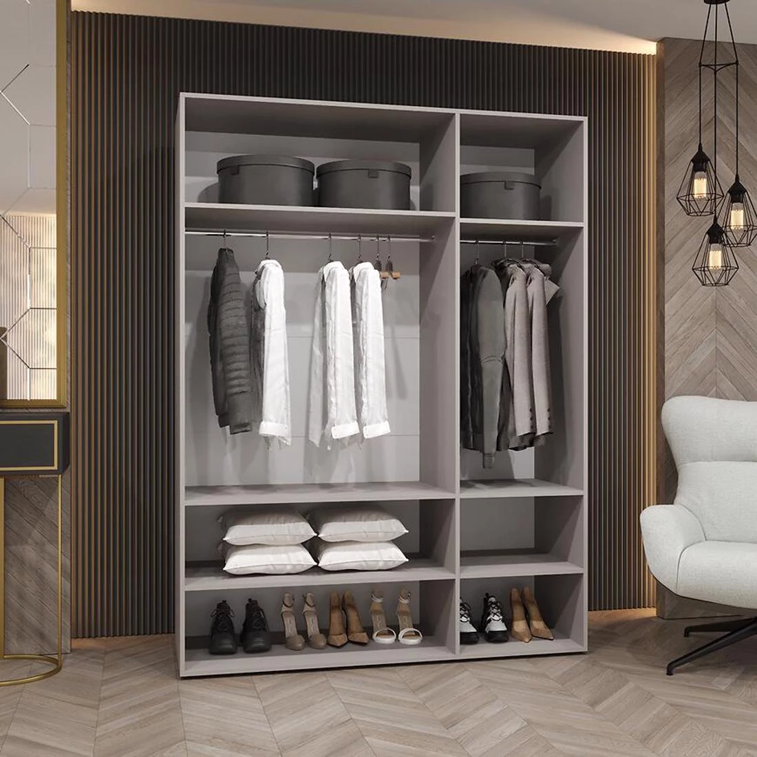 Marbella II garderober 150x50x202 cm kašmir/srebro