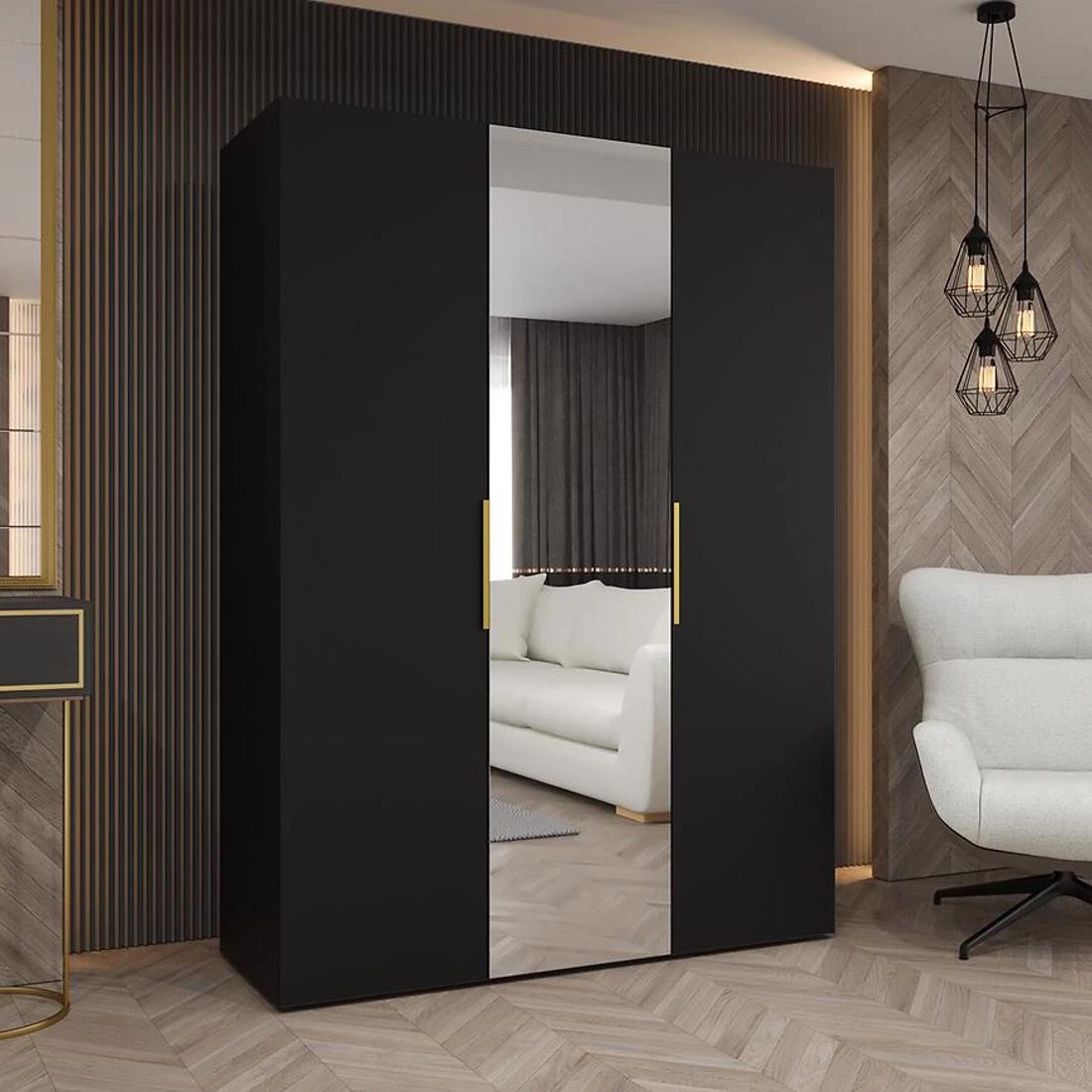 Marbella II garderober 150x50x202 cm crna/zlatna