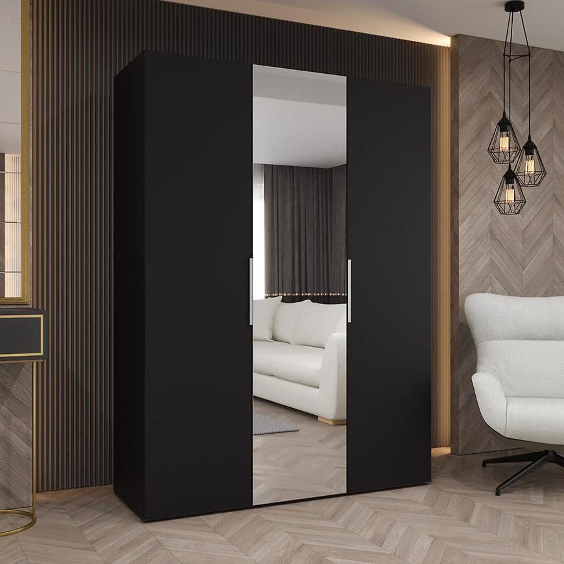 Marbella II garderober 150x50x202 cm crna/srebrna