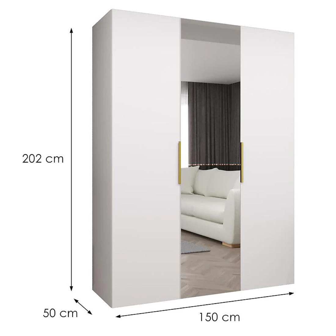 Marbella II garderober 150x50x202 cm bela/zlatna