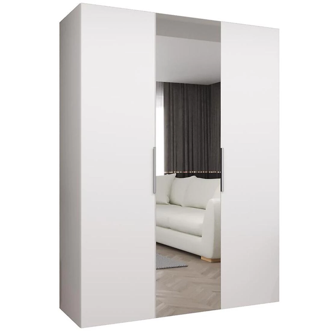 Marbella II garderober 150x50x202 cm bela/srebrna