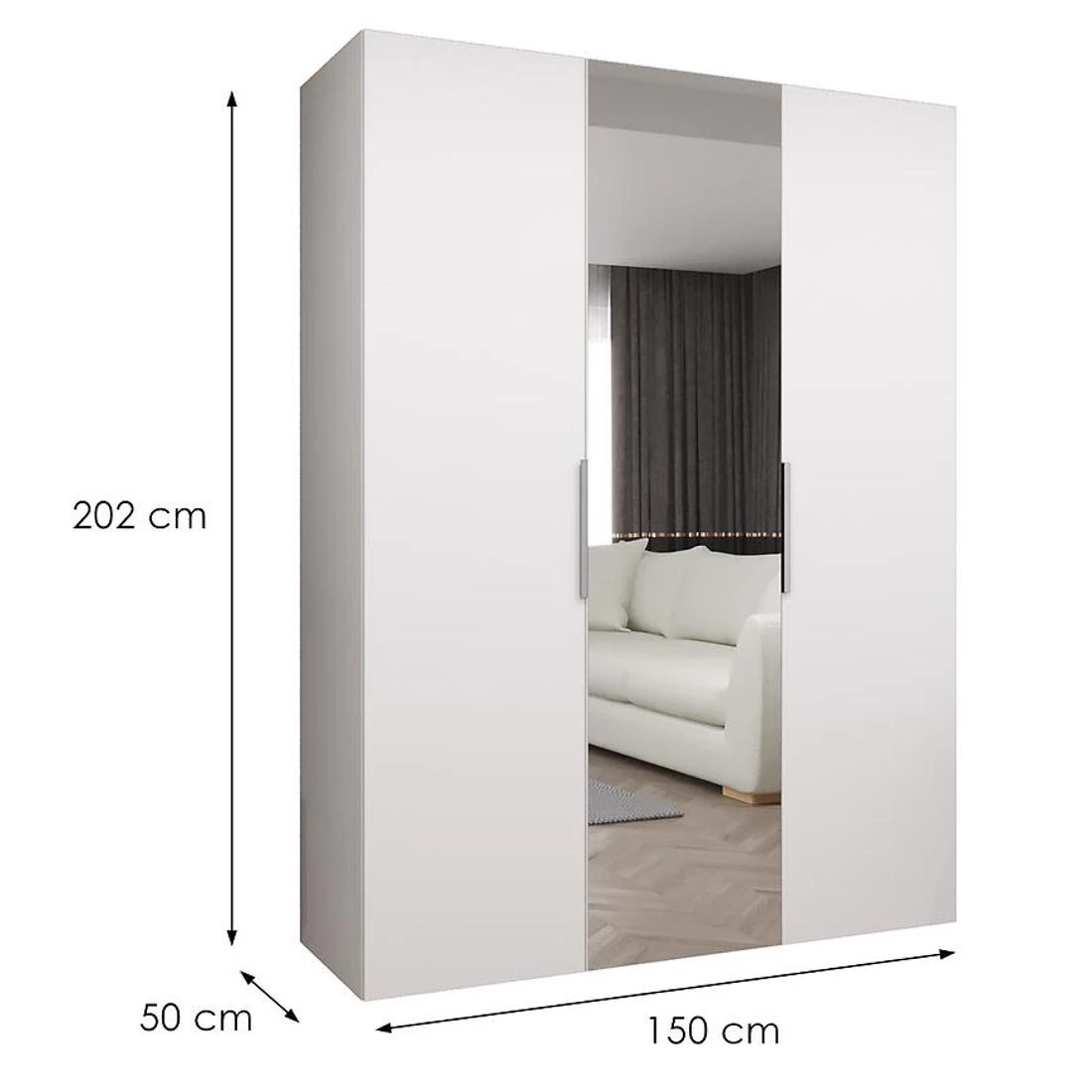 Marbella II garderober 150x50x202 cm bela/srebrna