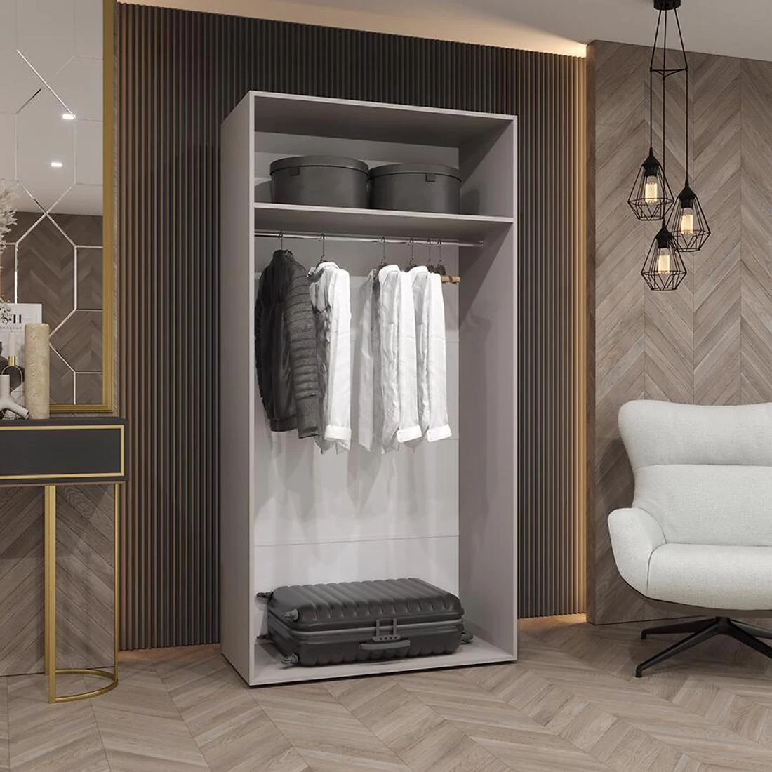 Marbella II garderober 100x50x202 cm kašmir/zlatna